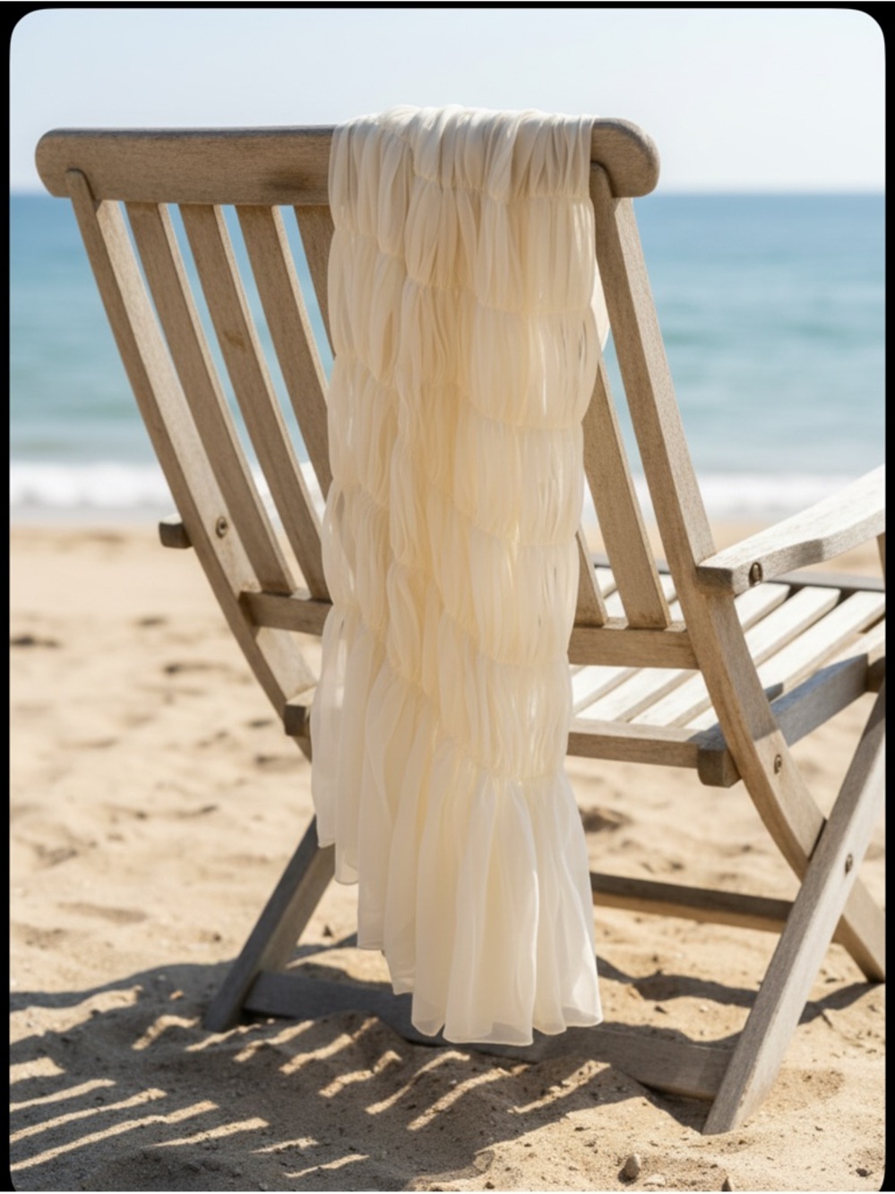 Anne Klein Cream Lightweight Ruffled Scarf